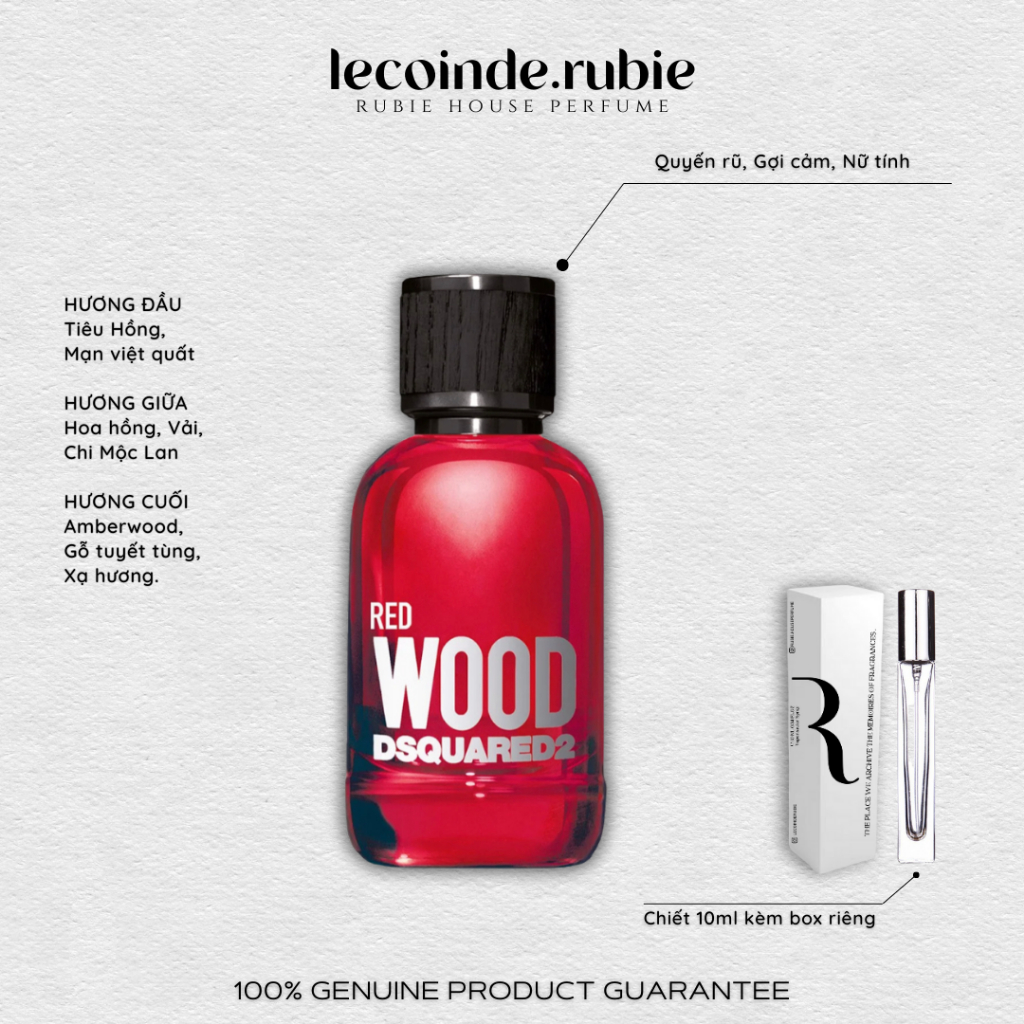 Ds • RED WOOD ( Đỏ ) - Eau de Toilette - 10ML Nước Hoa Chính Hãng