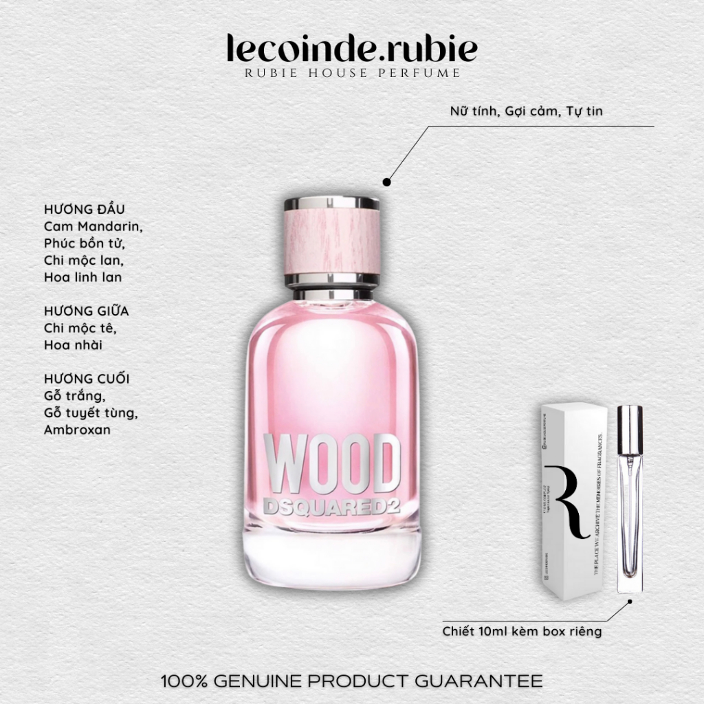 Ds • WOOD HER ( Hồng ) - Eau de Toilette - 10ML Nước Hoa Chính Hãng