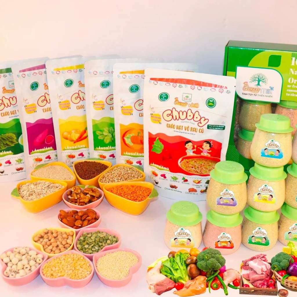 Cháo hạt vỡ rau củ hữu cơ Chubby cho bé ăn dặm từ 6 tháng ShinHome Baby