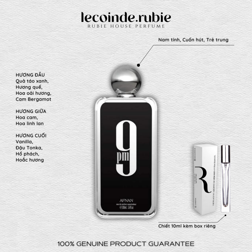 AFNAN • 9 PM ( Đen ) Eau de Parfum - 10ML Nước Hoa Chính Hãng