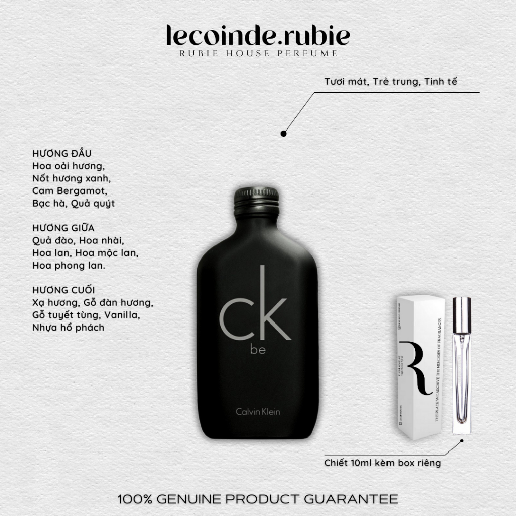 CK BE  - Eau de Toilette - 10ML Nước Hoa Chính Hãng