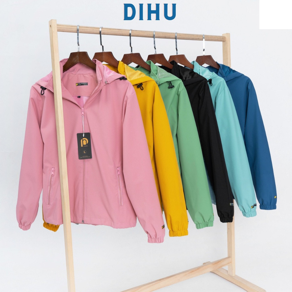 Áo khoác nữ DIHU, gió dù nữ tráng bạc mùa thu đông chống nước cản gió bụi và tia UV