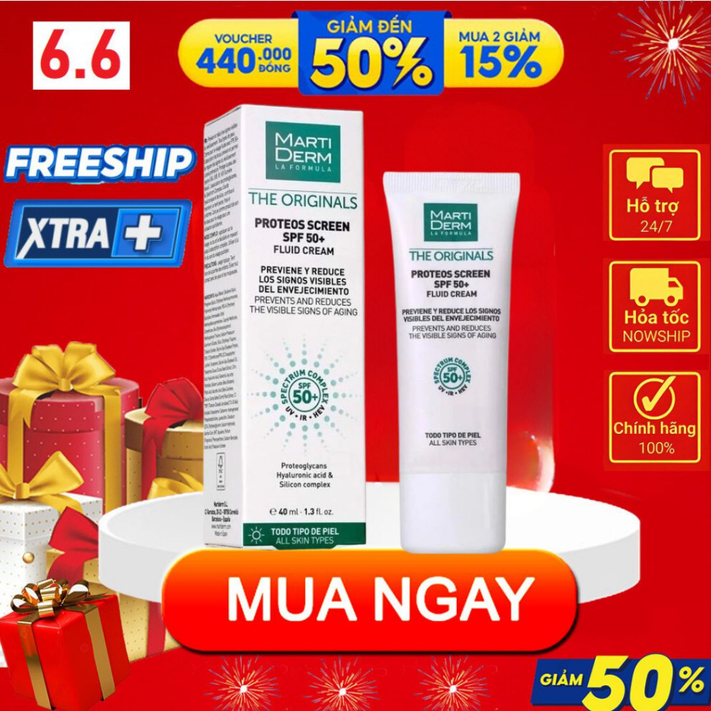 Kem chống nắng MartiDerm the Originals cho da dầu mụn duy trì độ ẩm cải thiện sắc tố da SPF50++