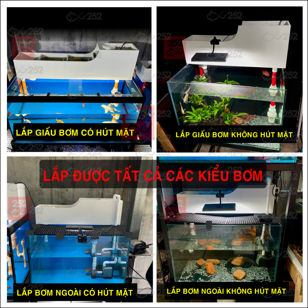 LỌC ĐẦU TÀU V3 - NHỰA PVCF CAO CẤP KÈM LƯỚI INOX- DÙNG CHO BỂ CÁ