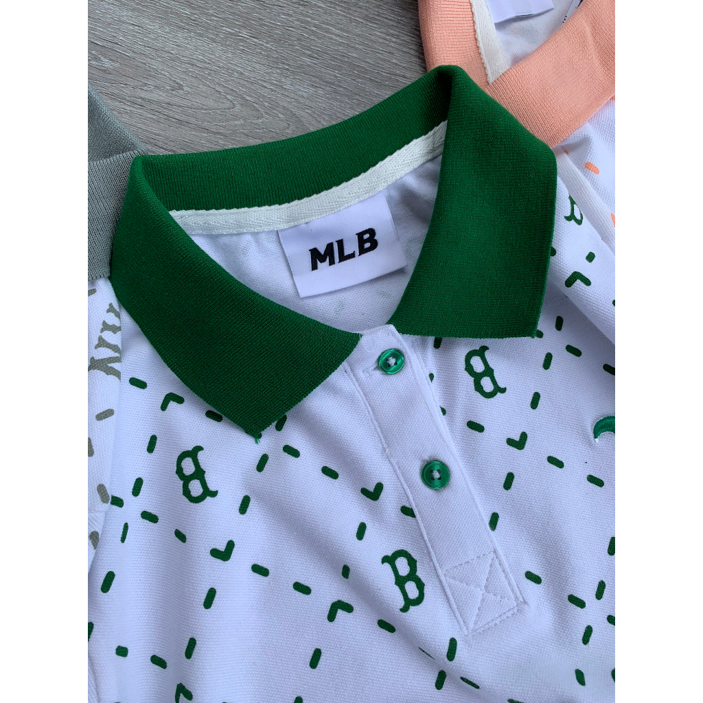 ÁO THUN POLO CỔ BẺ MLB IN CHỮ B  HOLOGRAM F1