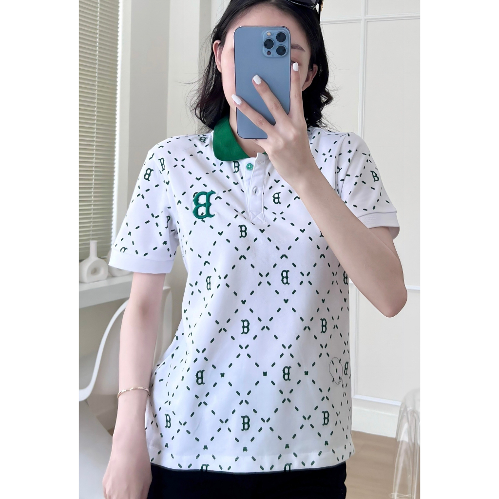 ÁO THUN POLO CỔ BẺ MLB IN CHỮ B  HOLOGRAM F1