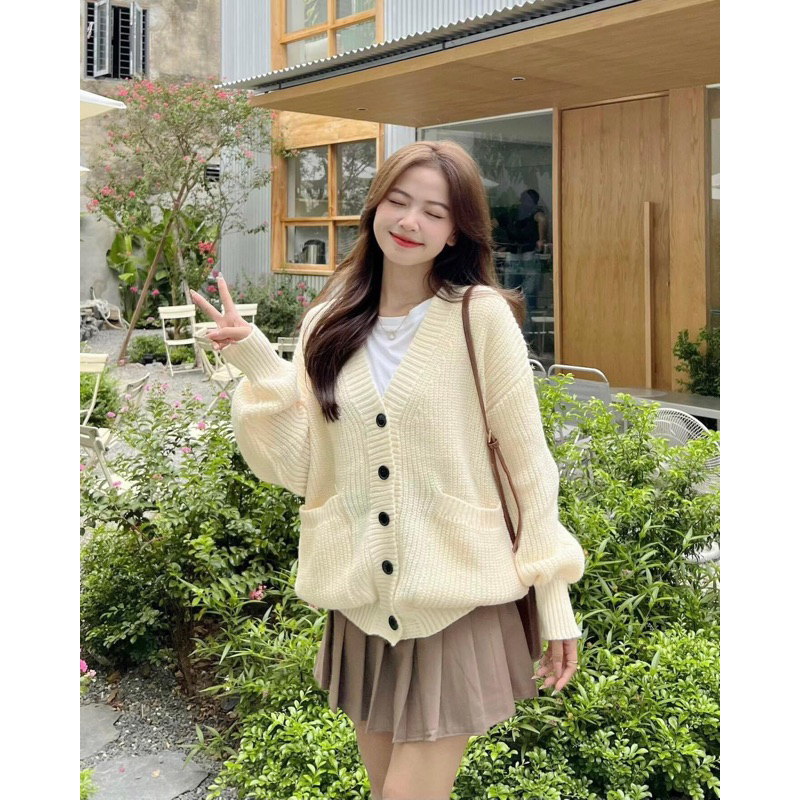 Áo Khoác Cardigan trơn form to Hàn quốc