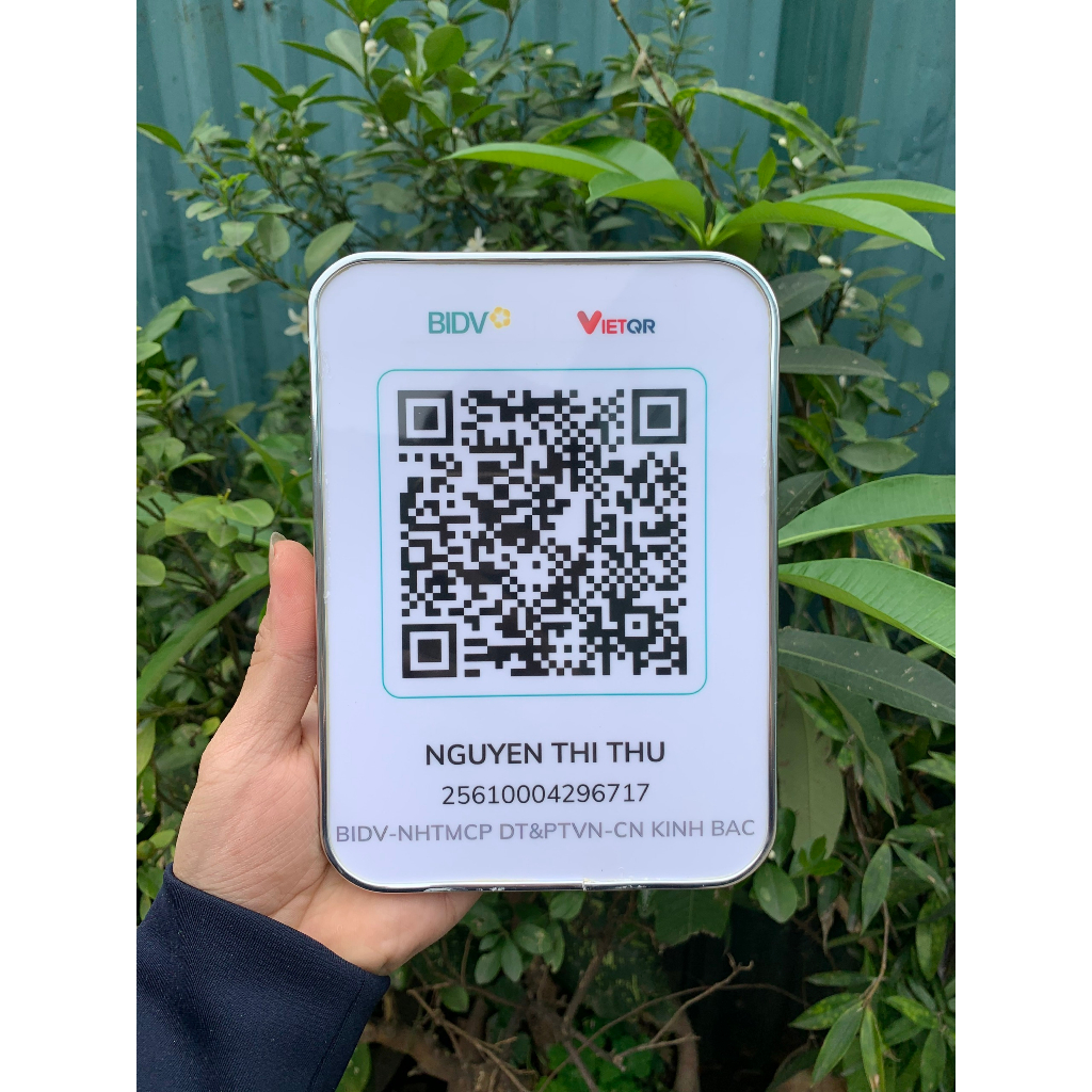 Mã QR Trên Ảnh Tráng Gương-Tặng Kèm Chân Chống Để Bàn Tiện Lợi