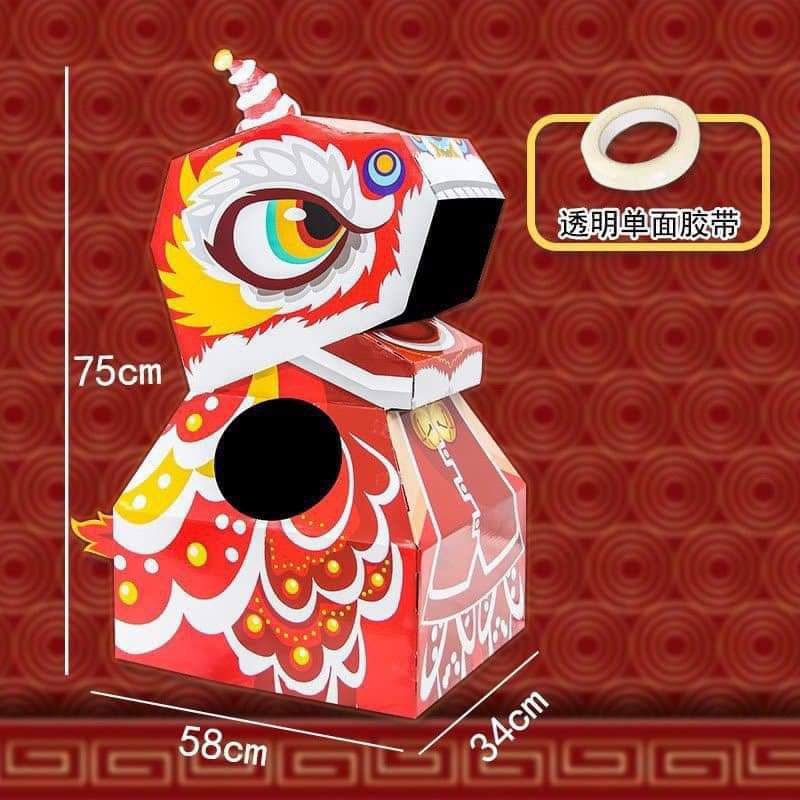 ĐẦU KÌ LÂN TRUNG THU CHO BÉ - HỘP GIẤY GẤP