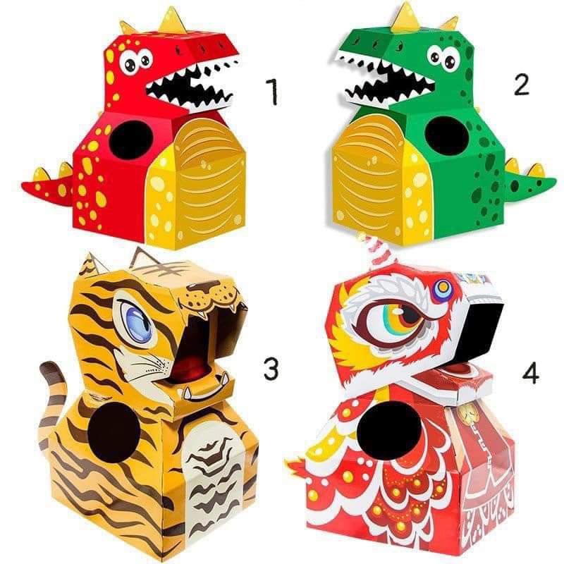 ĐẦU KÌ LÂN TRUNG THU CHO BÉ - HỘP GIẤY GẤP