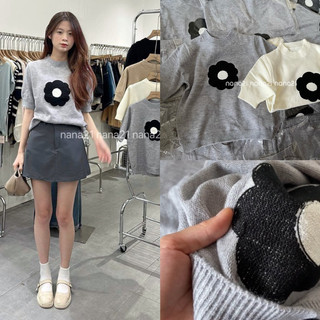 Áo len thêu hoa cộc tay Nana21 Nanastore21