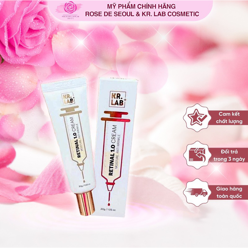 Kem đêm Retinal 1.0 Cream Kr Lab loại bỏ da sần Dưỡng Sáng Mờ Thâm Nám