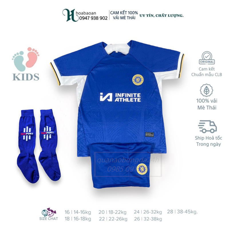 | NEW KIDS | Bộ Quần Áo Bóng Đá Trẻ Em CLB Chelsea màu xanh mùa 23/24