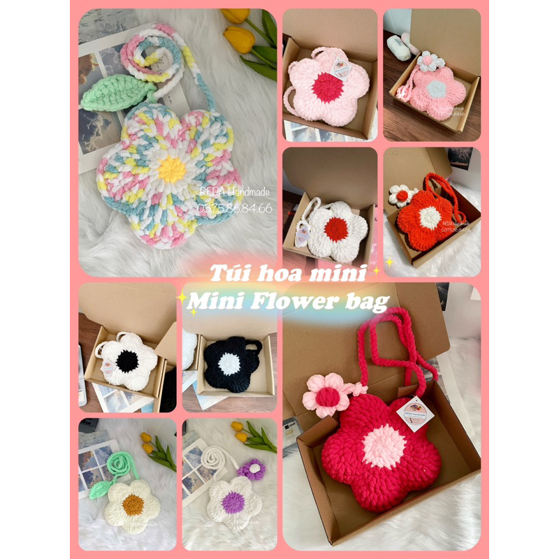 TÚI HOA MINI LEN ĐEO CHÉO