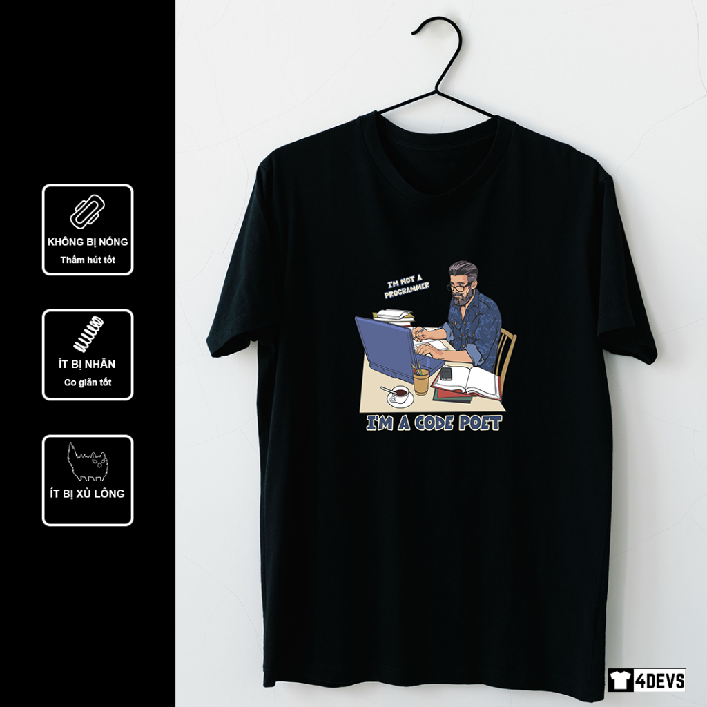 Áo thun IT tay ngắn Unisex Lập trình viên - Code Poet