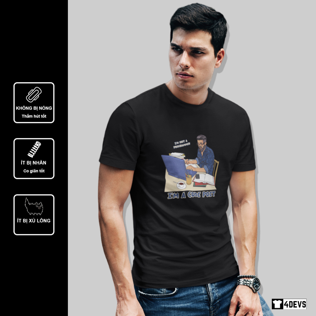Áo thun IT tay ngắn Unisex Lập trình viên - Code Poet