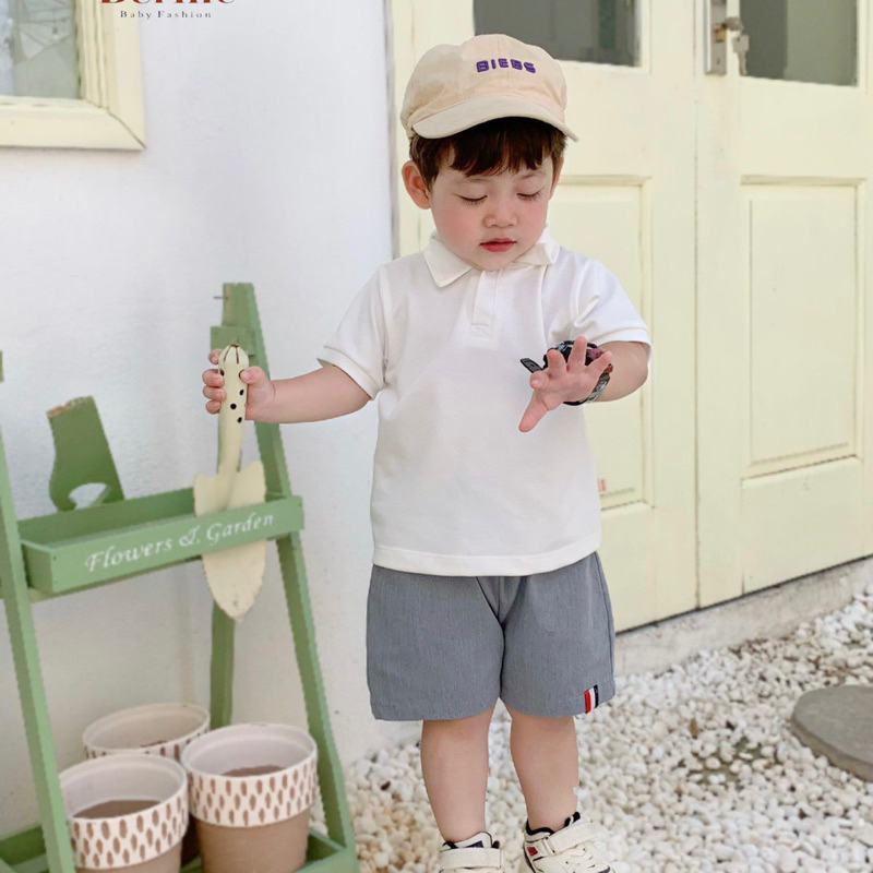 BỘ POLO TRẮNG QUẦN KAKI CHO BÉ