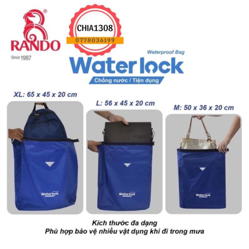 TÚI RÚT RANDO VẢI DÙ CAO CẤP, WATERLOCK CHÍNH HÃNG CHỐNG NƯỚC , ĐỰNG BALO, TÚI XÁCH...