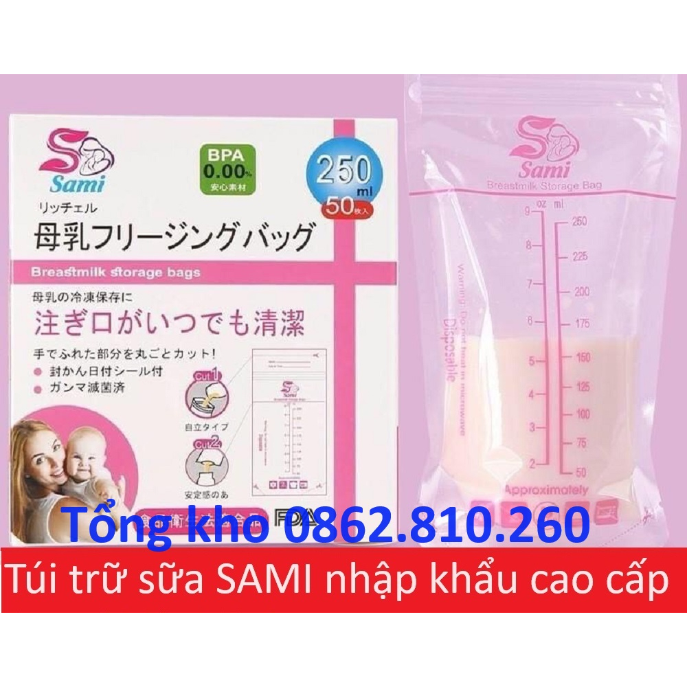 Túi chữ trữ sữa sami nhật bản 250ml hàng nhập khẩu chất lượng cao