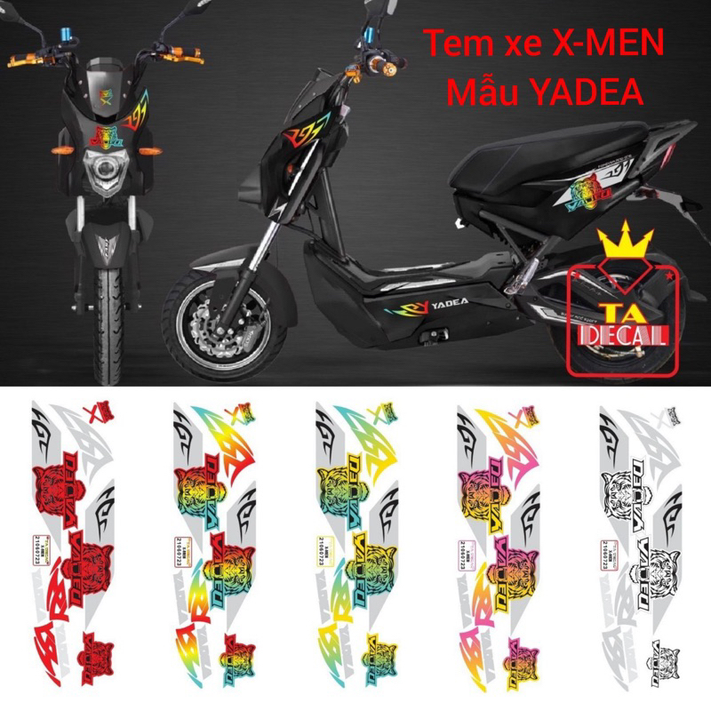 [Nhiều mẫu màu]Tem xe đạp điện X Men chữ YADEA,4 lớp siêu bóng chống nước