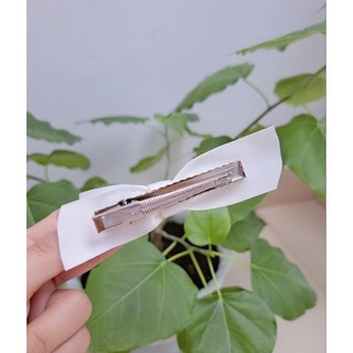 Kẹp tóc mái nơ lụa 2 lớp đơn giản