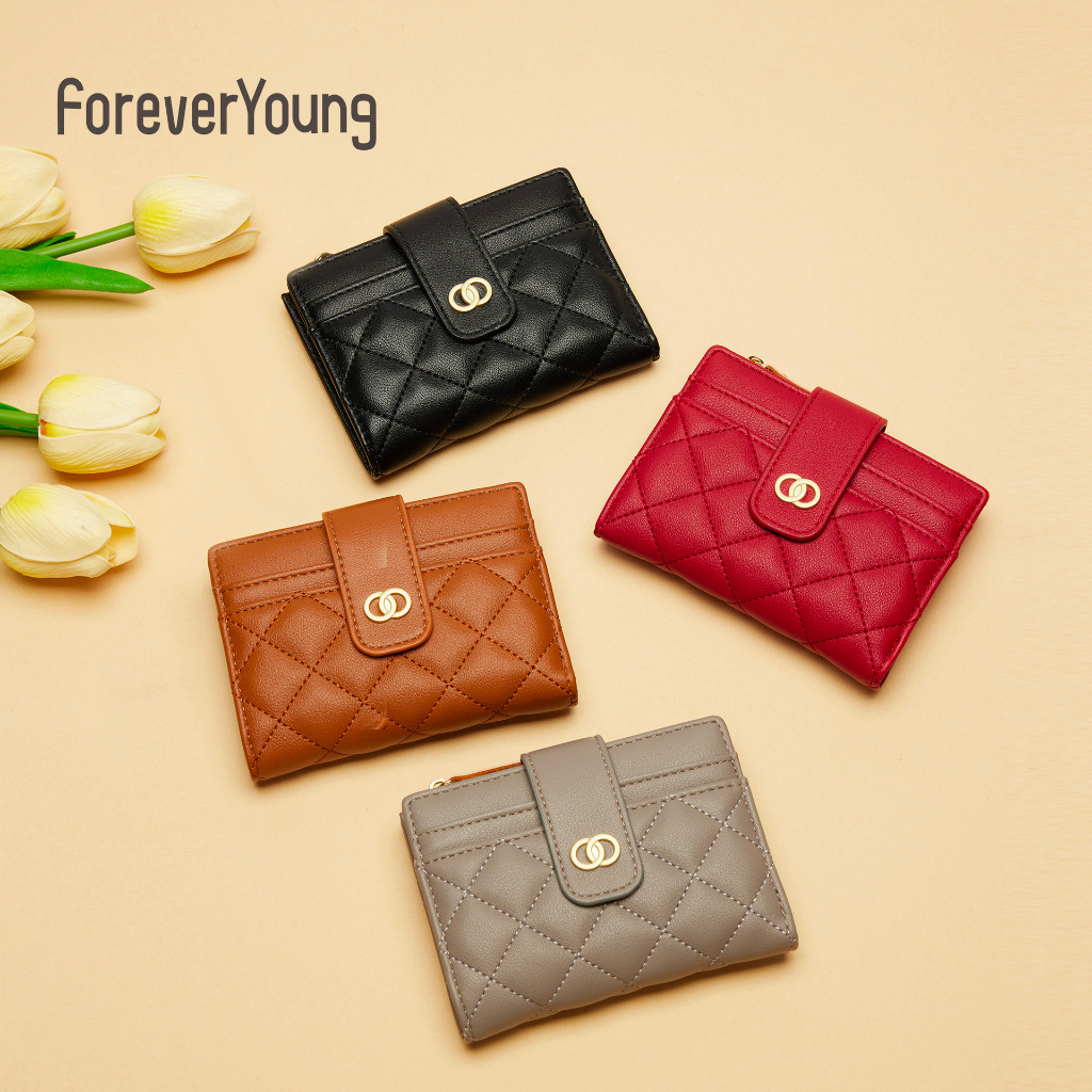 Ví Nữ Ngắn Mini Cầm Tay Đựng Tiền FOREVER YOUNG Thời Trang Kẻ Caro Xinh Xắn Da Cao Cấp PFY41 - TUKADO