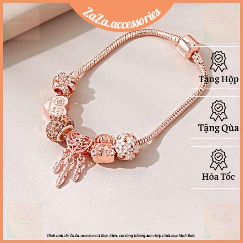 Vòng Tay Charm Nữ Bạc Titan DreamCatcher - Lắc Tay Nữ Charm Titan Bạc Đá ZaZa.accessories