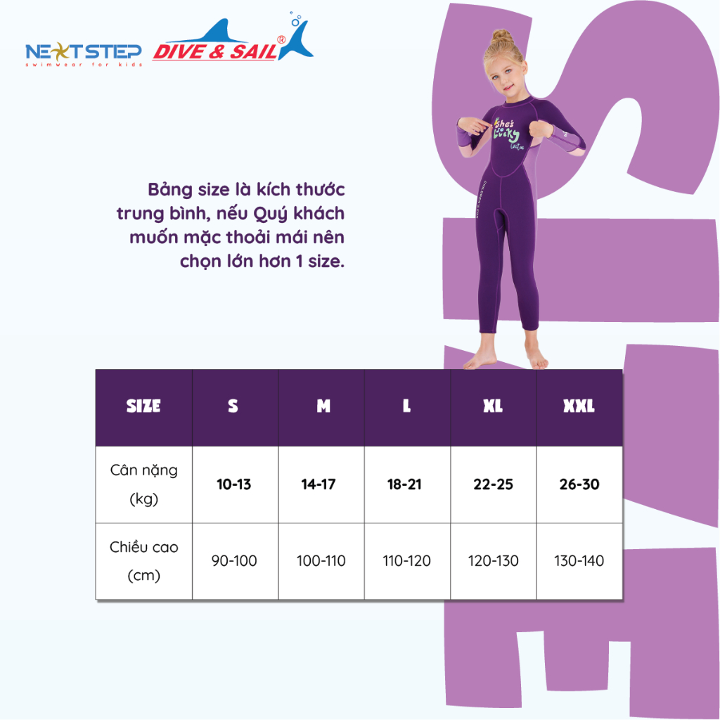 Đồ bơi bé gái giữ nhiệt chất liệu cao su Neoprene 2.5mm