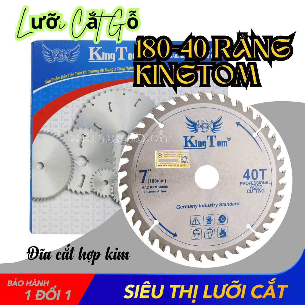 Lưỡi Cưa - Lưỡi Cắt Gỗ 180-40 Răng KingTom - Chuyên Gỗ Có Đinh