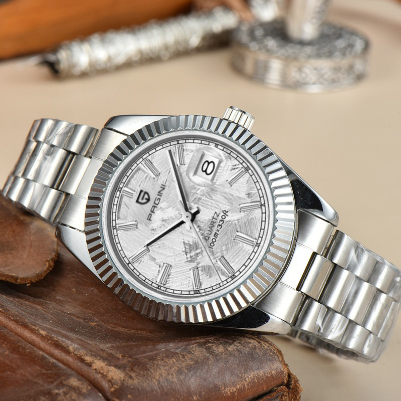 Đồng Hồ Nam Pagini 9933 Máy Pin - Dây Thép Đúc Đặc Không Gỉ - Hiển Thị Lịch Ngày