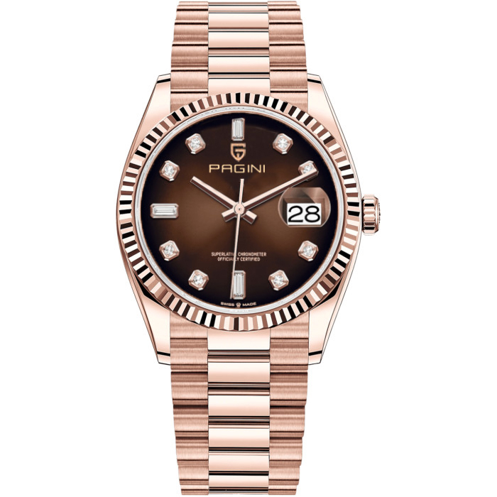 Đồng Hồ Nam Pagini 9933 Máy Pin - Dây Thép Đúc Đặc Không Gỉ - Hiển Thị Lịch Ngày