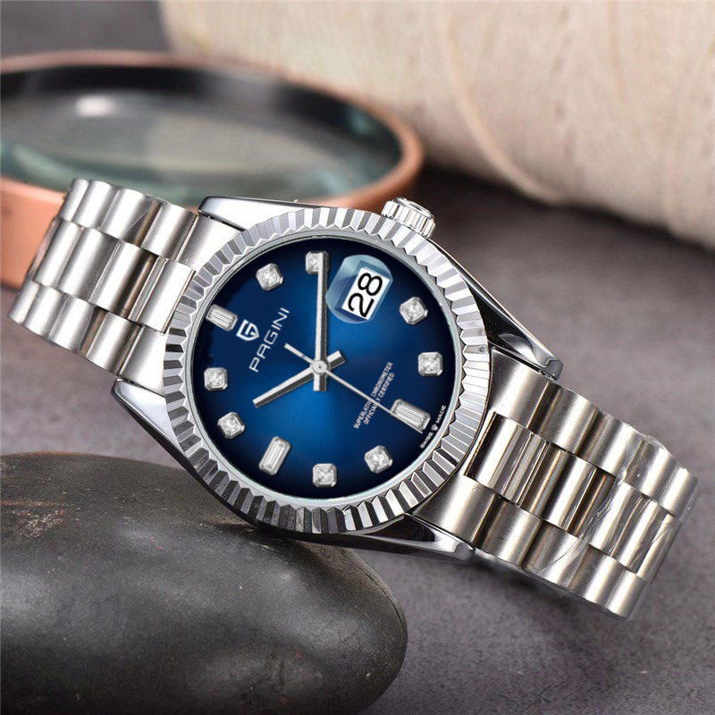 Đồng Hồ Nam Pagini 9933 Máy Pin - Dây Thép Đúc Đặc Không Gỉ - Hiển Thị Lịch Ngày