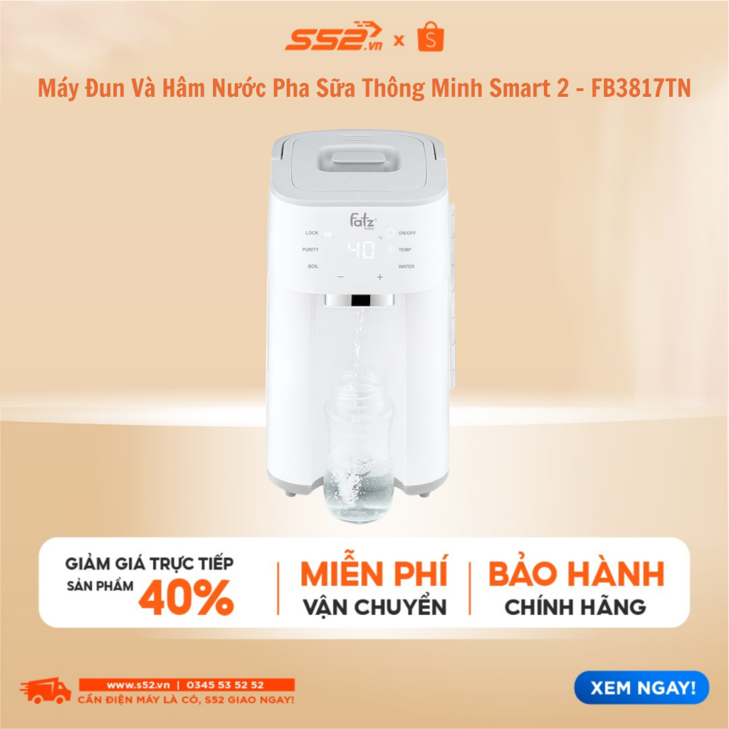 Máy Đun Và Hâm Nước Pha Sữa Thông Minh Smart 2 - FB3817TN - Bảo Hành Chính Hãng