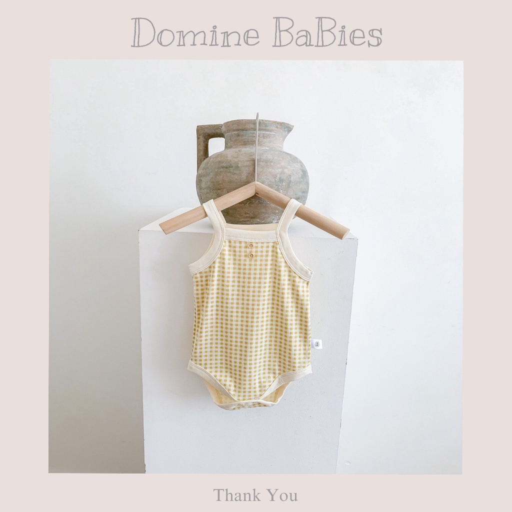 Body hai dây chất cotton thun co dãn 4 chiều hàn cho em bé trai em bé gái sơ sinh hoạ tiết kẻ caro siêu đẹp