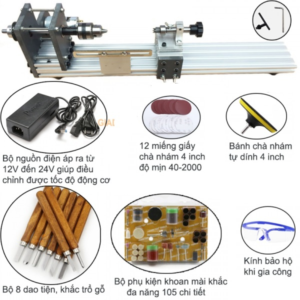Máy tiện gỗ mini Size lớn, cỡ lớn