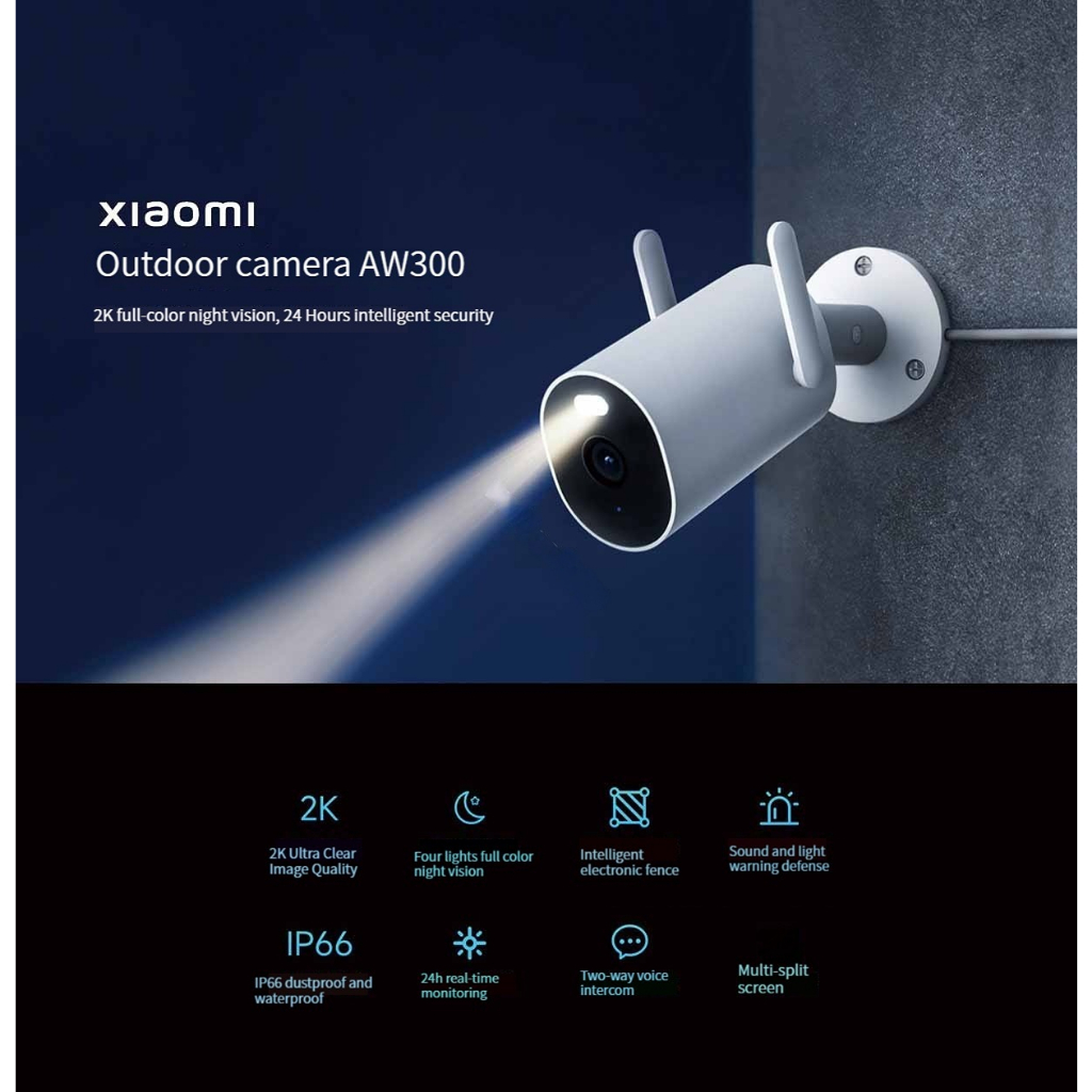 Camera ngoài trời Xiaomi AW300 2K (2304×1296P) IP65, Khẩu độ lớn F2.0 Chuẩn nén H.265, Bản quốc tế - Bảo hành chính hãng