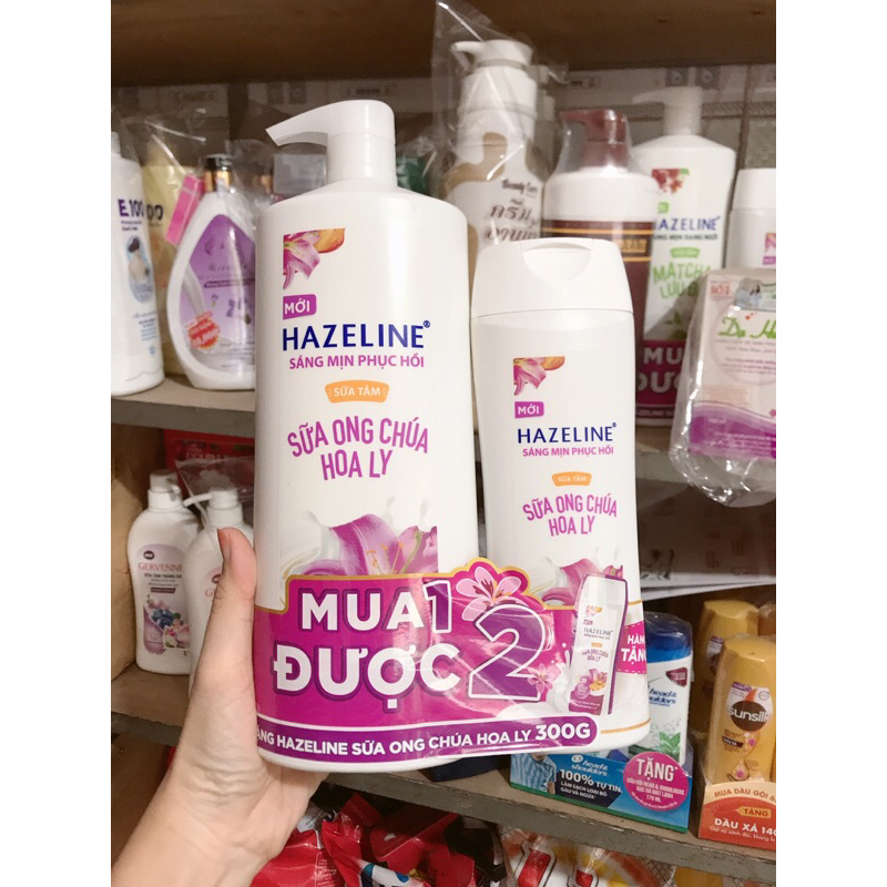 Sữa tắm hazeline mua chai lớn 1kg tặng kèm chai 300g