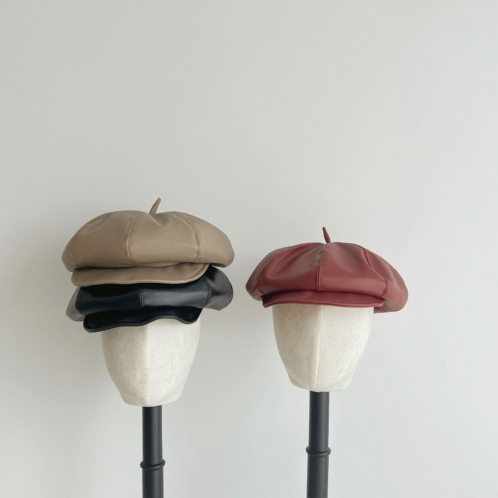 Mũ nồi beret trẻ em, Mũ beret chất Da mềm nhiều màu dễ thương phong cách Vintage cho bé từ 2-5 tuổi ML04