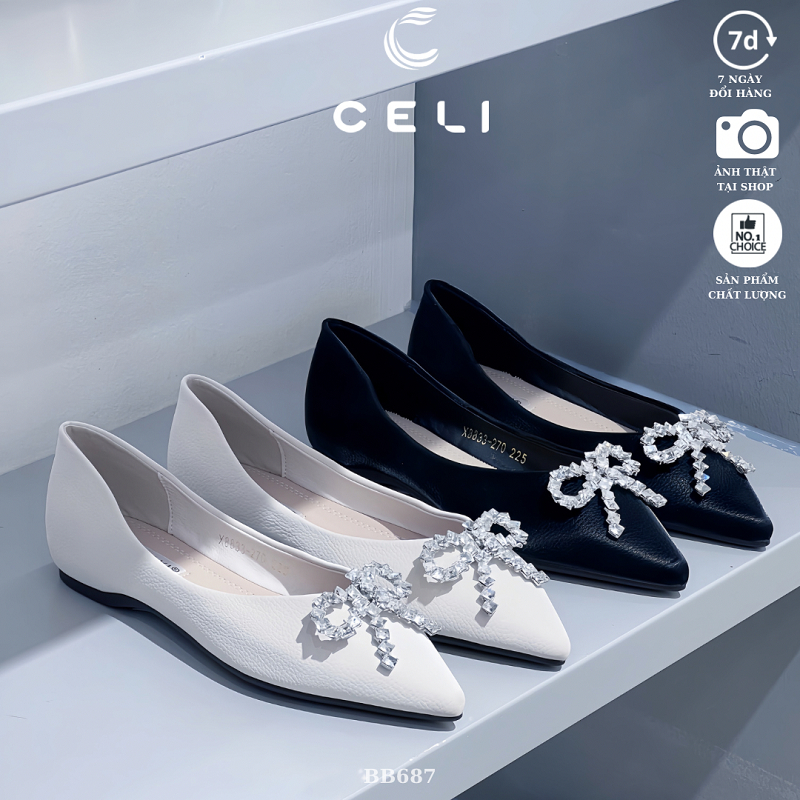 Giày búp bê nữ Celi Shoes bệt da sần BB687