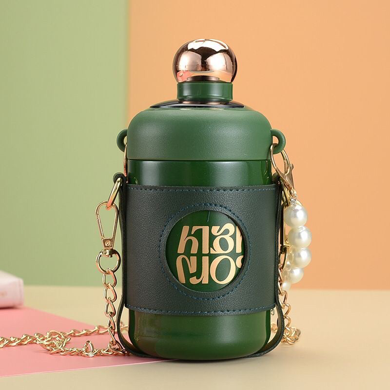 Bình Nước 420ml Bằng Thép Không Gỉ 316 Cách Nhiệt Có Ống Hút Tiện Dụng Cho Học Sinh