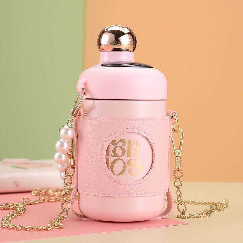 Bình Nước 420ml Bằng Thép Không Gỉ 316 Cách Nhiệt Có Ống Hút Tiện Dụng Cho Học Sinh