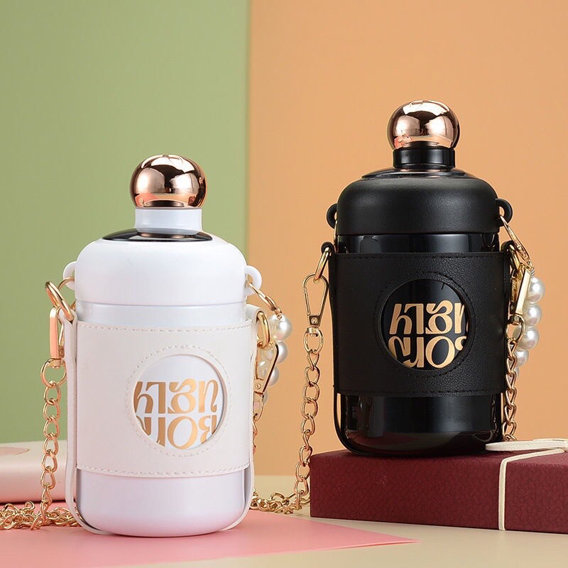 Bình Nước 420ml Bằng Thép Không Gỉ 316 Cách Nhiệt Có Ống Hút Tiện Dụng Cho Học Sinh