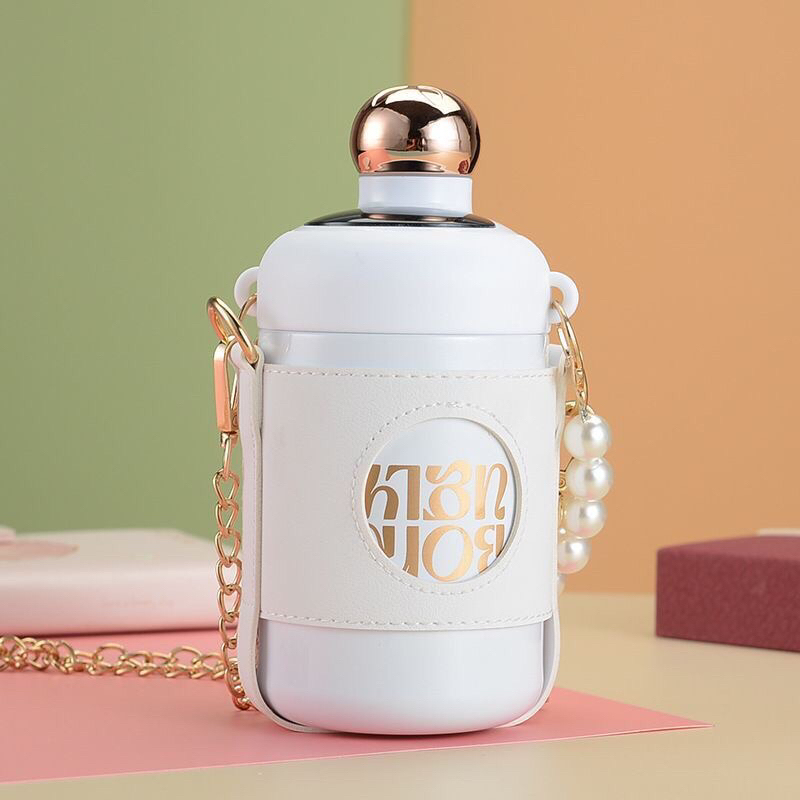 Bình Nước 420ml Bằng Thép Không Gỉ 316 Cách Nhiệt Có Ống Hút Tiện Dụng Cho Học Sinh