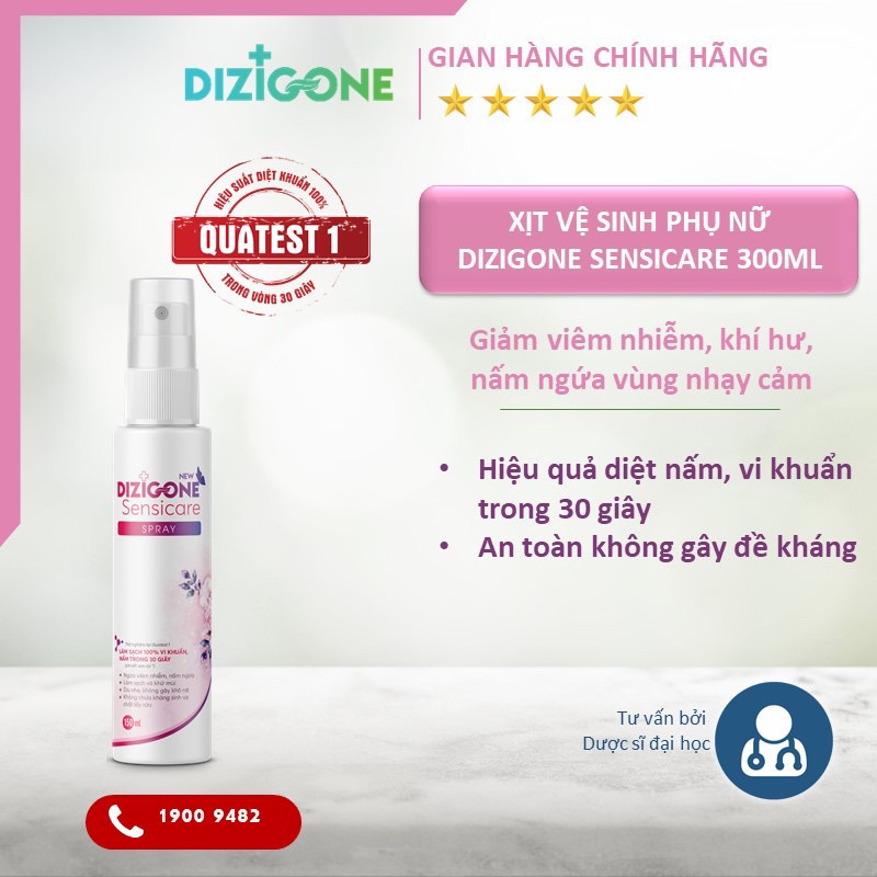 Xịt Vệ Sinh Phụ Nữ Dizigone Sensicare Spray - Hết Ngứa, Giảm Khí Hư, Khử Mùi Hôi - Dung tích 150ml