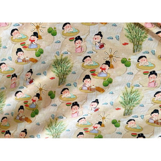 vải thô cotton mẫu mới công chúa tre siêu yêu may cổ phục,váy áo