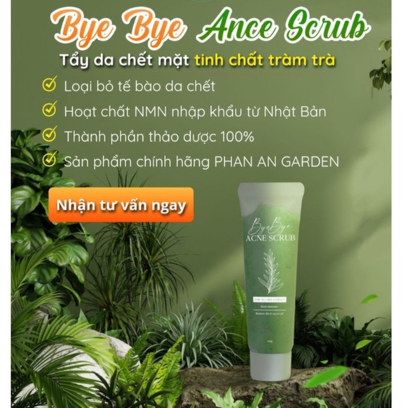 Tẩy Da Chết Bye Bye Acne Scrub, Tẩy Tế Bào Chết, Giảm Mụn Dành Cho Da Nhạy Cảm, Da Dầu Mụn 100g