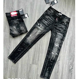 quần bò jean nam dài xanh đen rách vá vẩy sơn kiểu đẹp,form skinny chất jean co giãn thoải mái