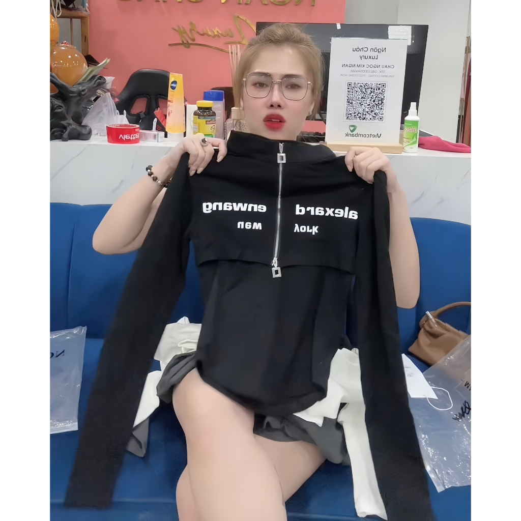 A22 Áo Thun 2 Lớp Khóa Kéo