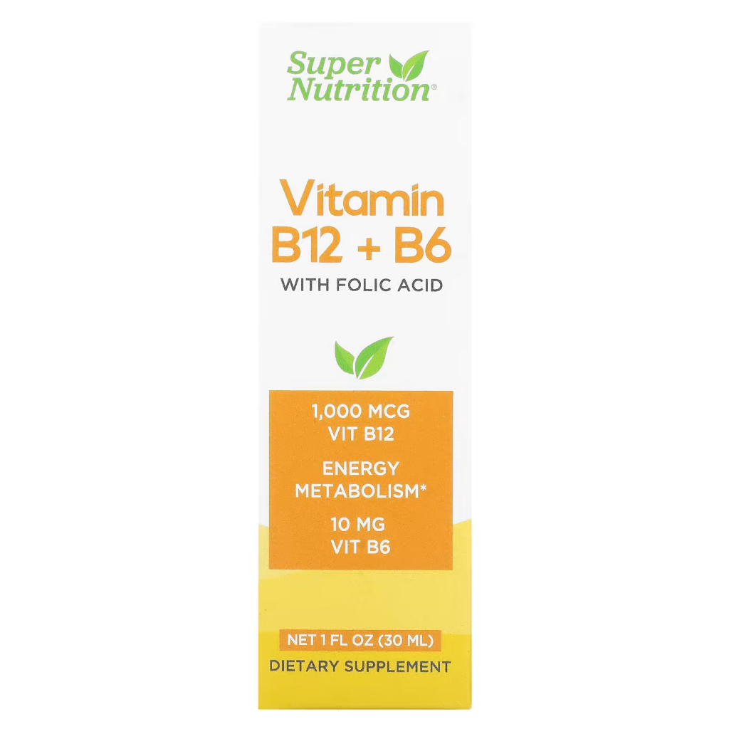 Super Nutrition Vitamin B12 + B6 with Folic Acid 1 fl oz (30 ml)