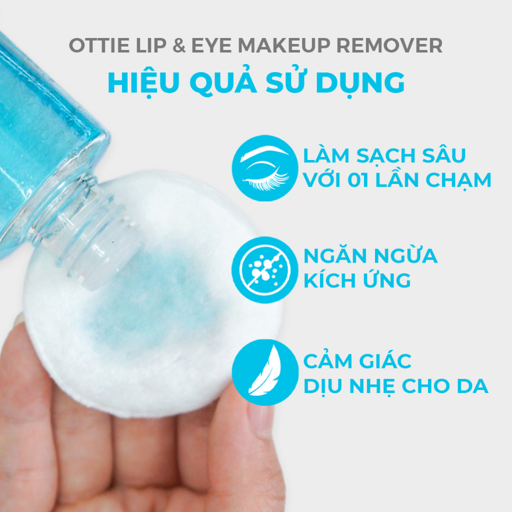 Nước Tẩy Trang Mắt Và Môi 2 Lớp Ottie Lip＆Eye Makeup Remover Tẩy Trang Sạch Sâu Lớp Makeup 100ml